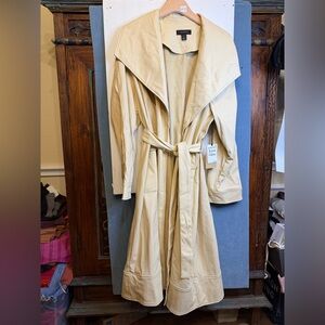 Elegant NWT  Beige Faux Women's Trench Coat size XXL